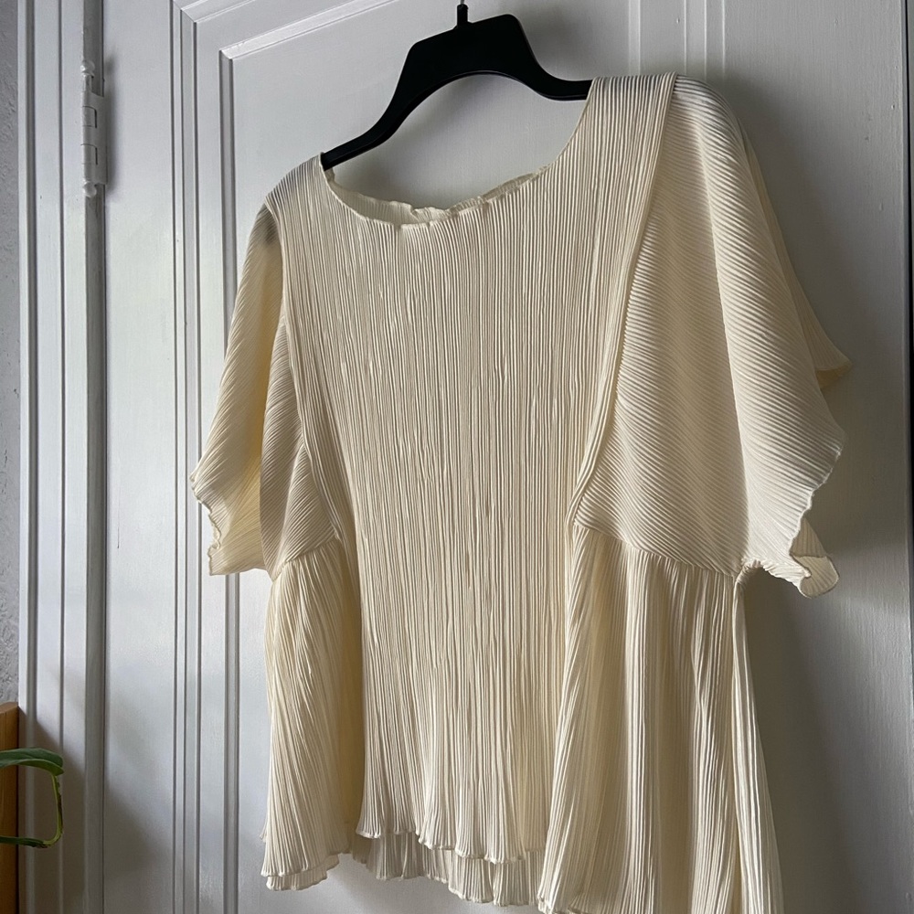 Texture & Thread Micropleat Flutter Sleeve Top - image 2